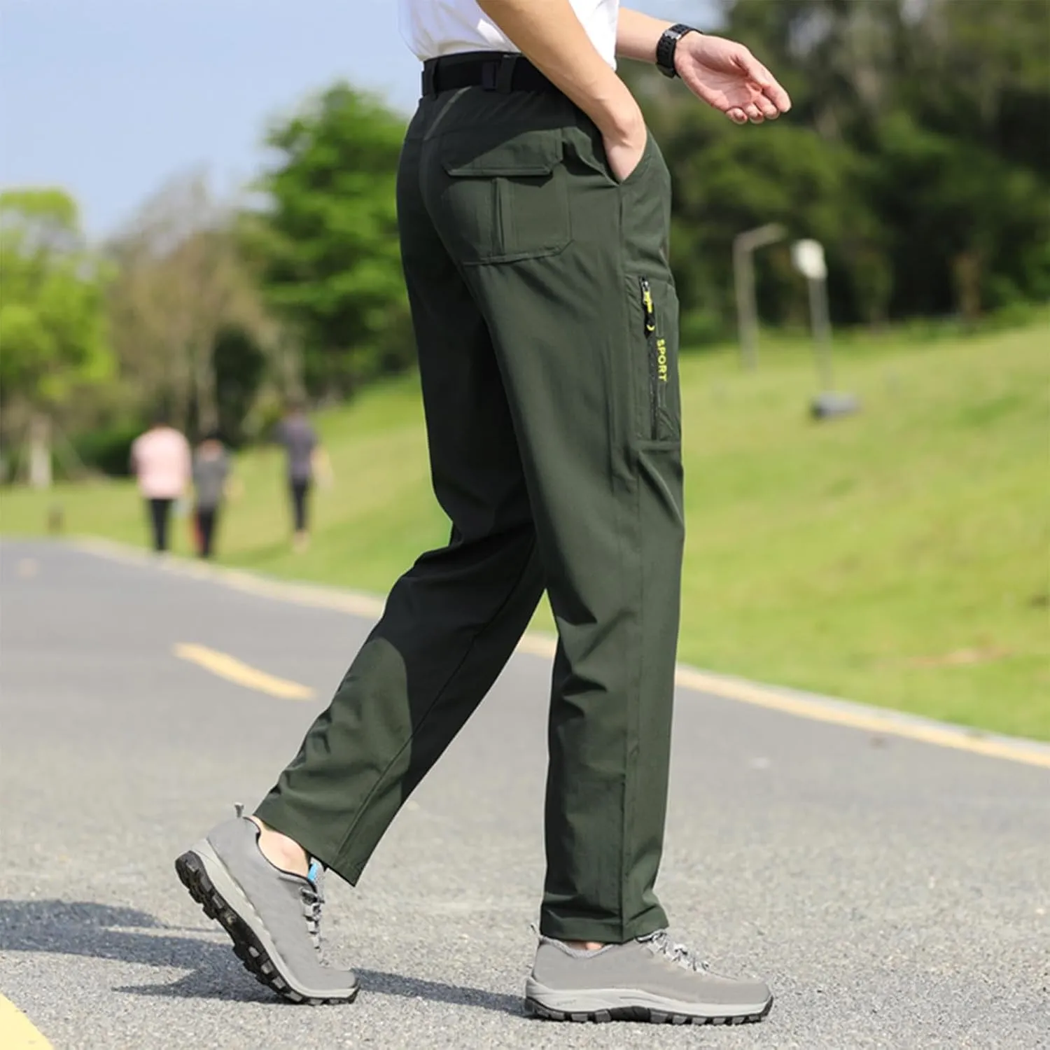 Lightweight Quick Dry Travel Fishing Workout Outdoor Pant Stretch Active Hiking whatever league Pants Men with Belt 5 Pockets Waterproof 
