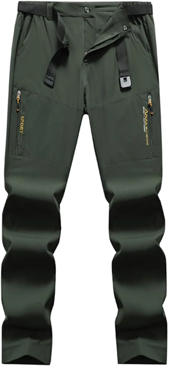 Lightweight Quick Dry Travel Fishing Workout Outdoor Pant Stretch Active Hiking whatever league Pants Men with Belt 5 Pockets Waterproof 