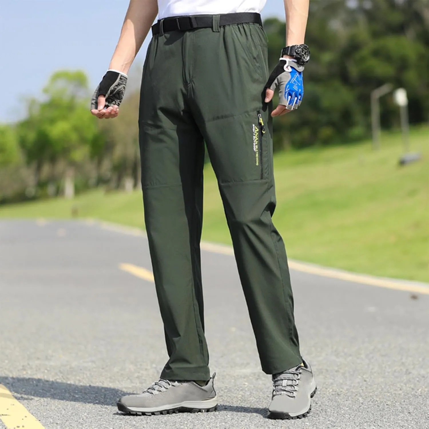 Lightweight Quick Dry Travel Fishing Workout Outdoor Pant Stretch Active Hiking whatever league Pants Men with Belt 5 Pockets Waterproof 
