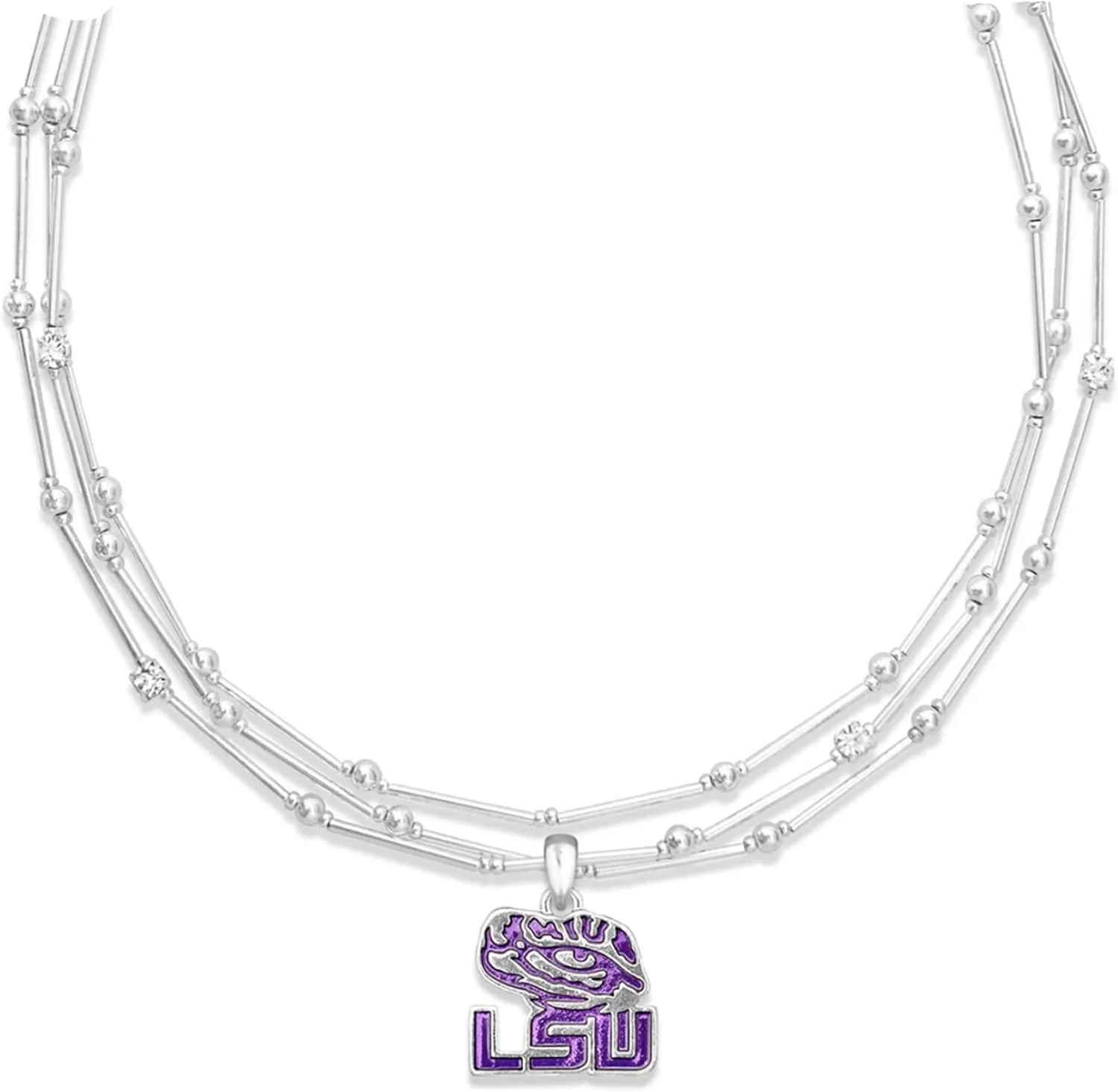 Line Crystal Necklace Jewelry unpredictable stiffen capacity excellent Gift LSU Tigers Stella Silver Purple Multi 