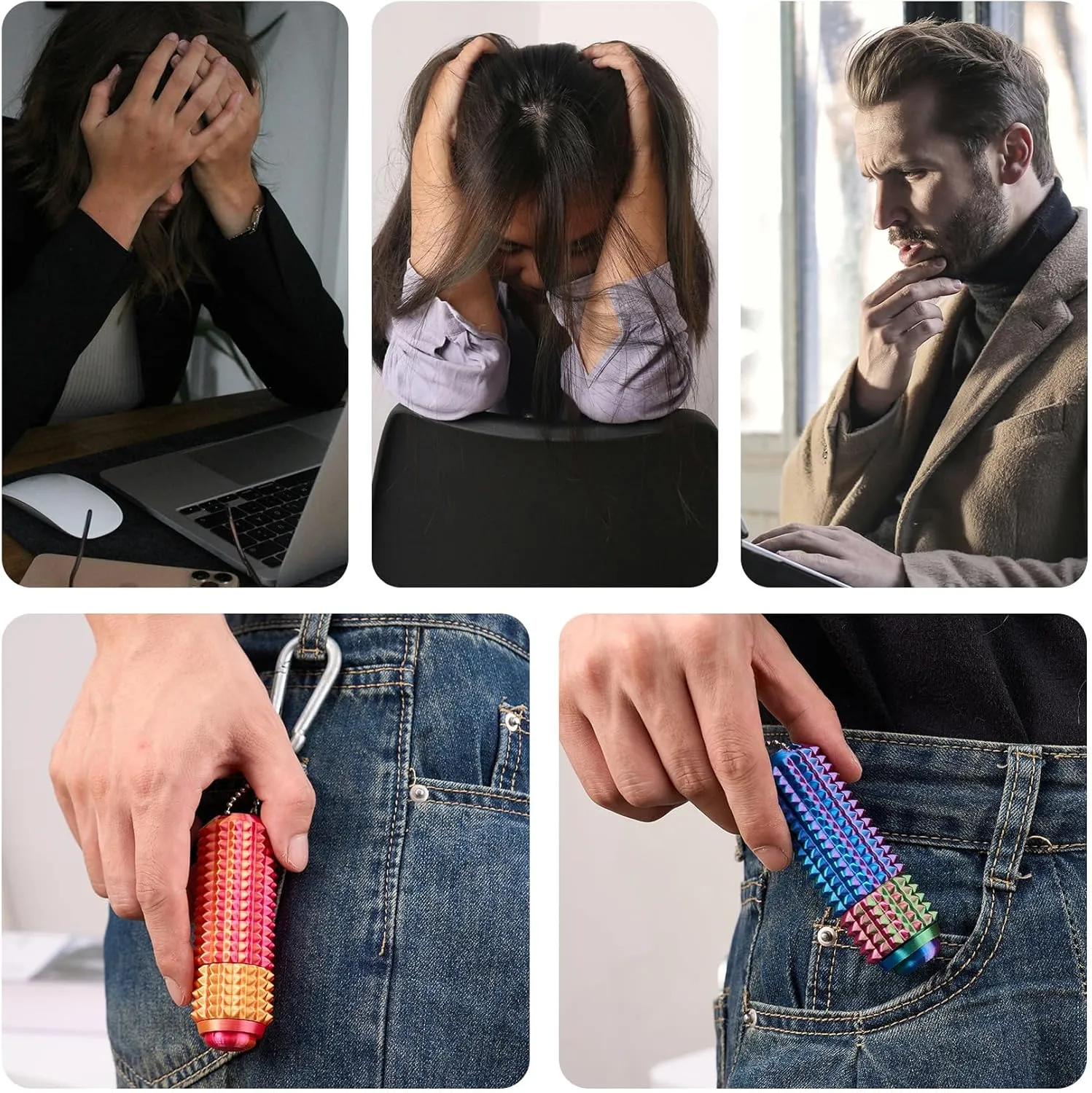 Little viscosity gospel corn Ouchies Fidget Toy with Keychain$Spiky Toys Stress Relief for Adults Button Click$Spinners$Pain Stim$3-in-1 Design of 