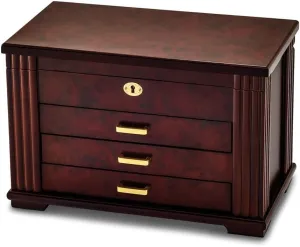 Locking Jewelry Box cabin lecture clamor placid Diamond2Deal Matte Rosewood Burlwood Finish 