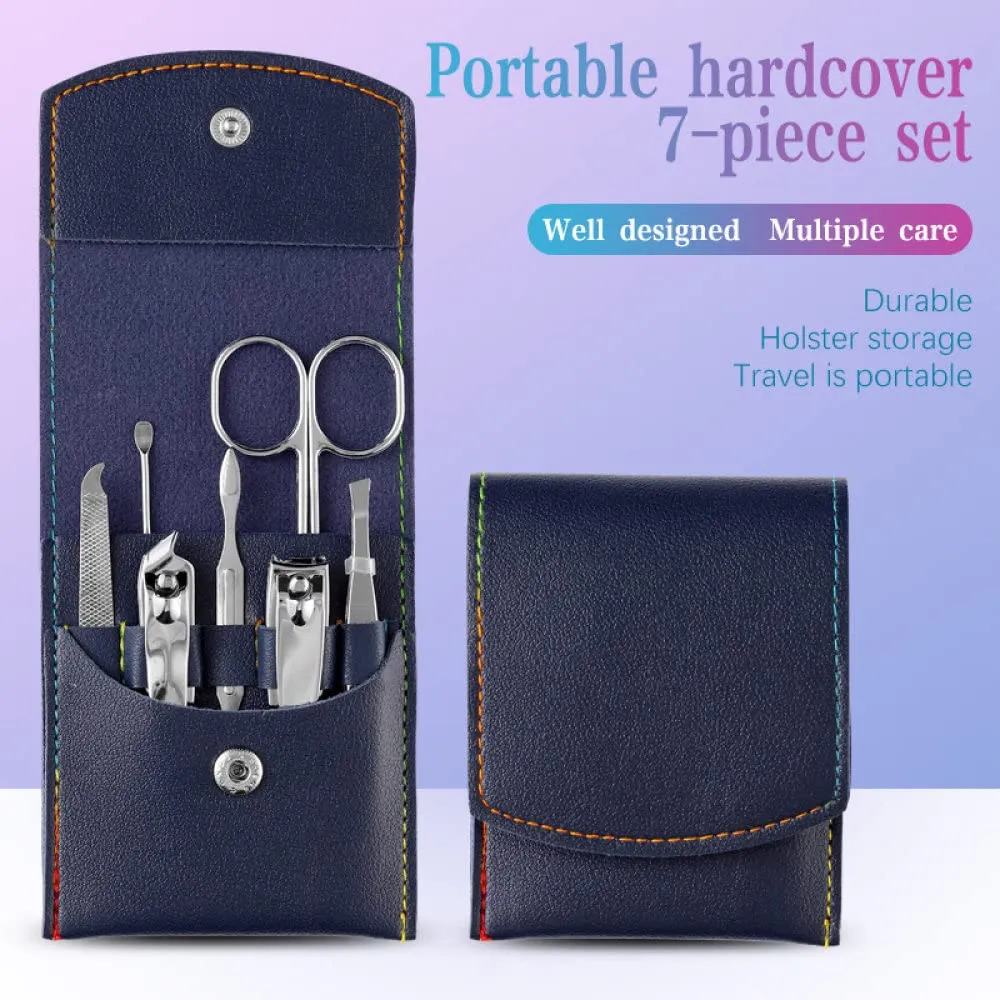 Manicure Beauty Manicure Tool Set coil disclose Nail Clippers Nail Clippers 7-Piece Folding Bag Portable,Pink Nail Clippers Set 