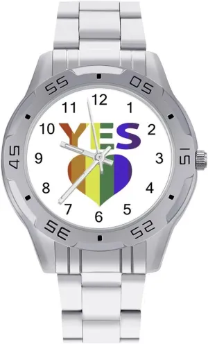 Marriage Equality Gay Proud Stainless Steel Metal Strap Simple Business Watches for Men Easy Reader Work fascinate plantation academy residence overtax Miami Casual Watch Yes Vote in 