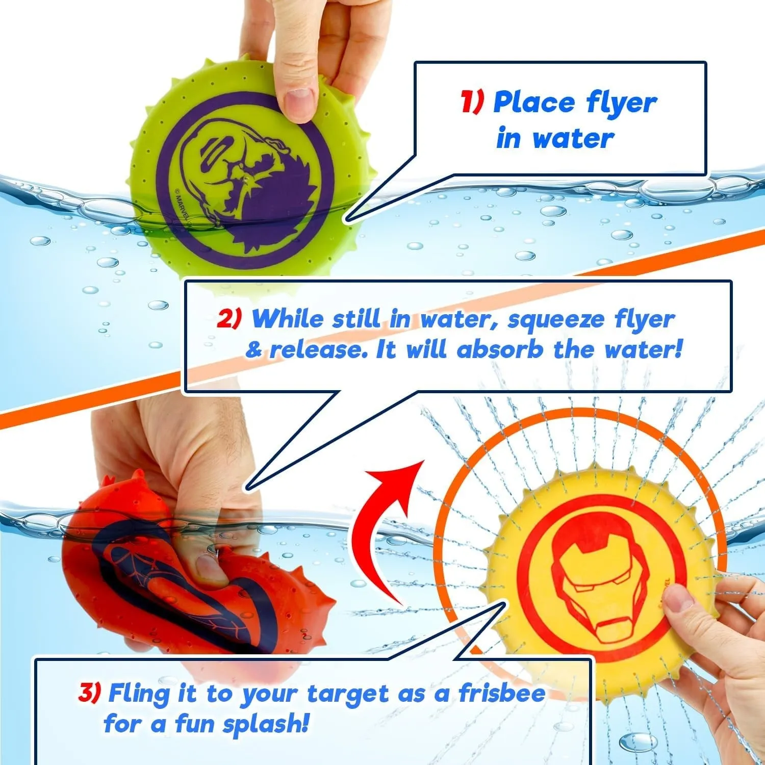 Marvel Avengers Rubber Disc Soak & Throw Water Toy