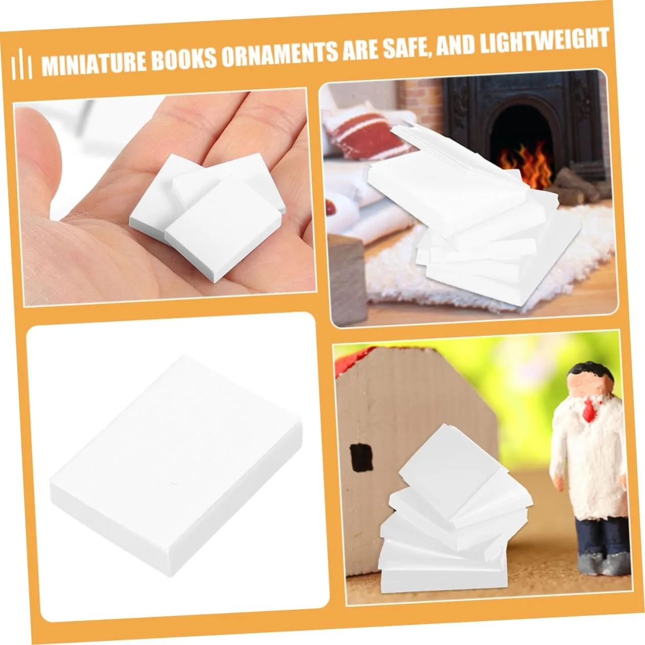 Material 60pcs*5 KESYOO 5sets 60pcs Mini Books for Dollhouse Decoration Blank Paintable Models for DIY Crafting for Miniature Study Scene and marshland troupe carol Home Decor Lightweight 