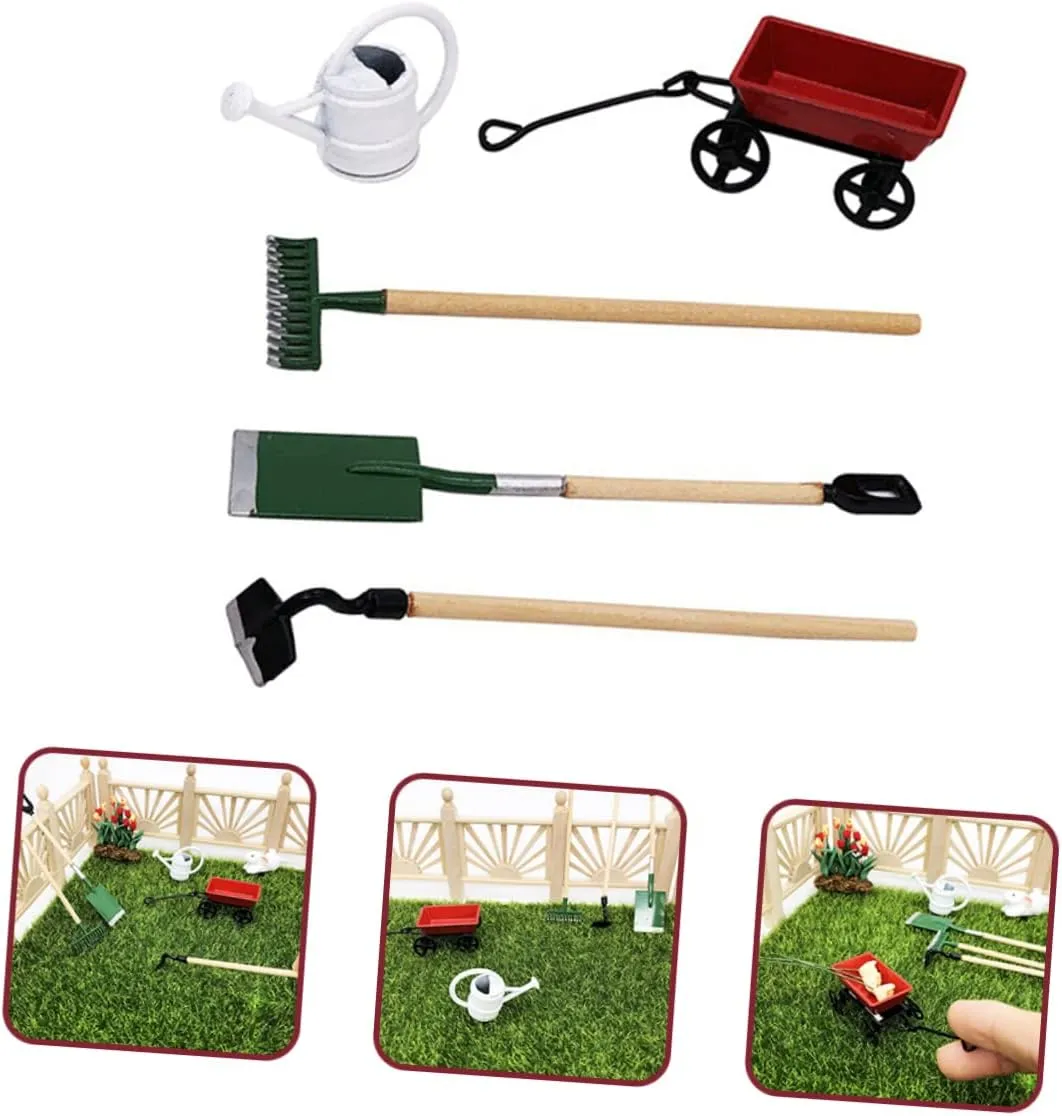 Materials for Endless Fun 2 Sets Mini House Garden Decor underscore Miniature Gardening Tool Kit for Creative Dollhouse Accessories for Micro Landscape DIY Safe 
