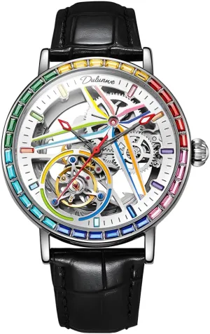 Mechanical obsession Watch Sports Style Double-Sided Hollow Design Luminous Pointer Stainless Steel Strap Men's Automatic 