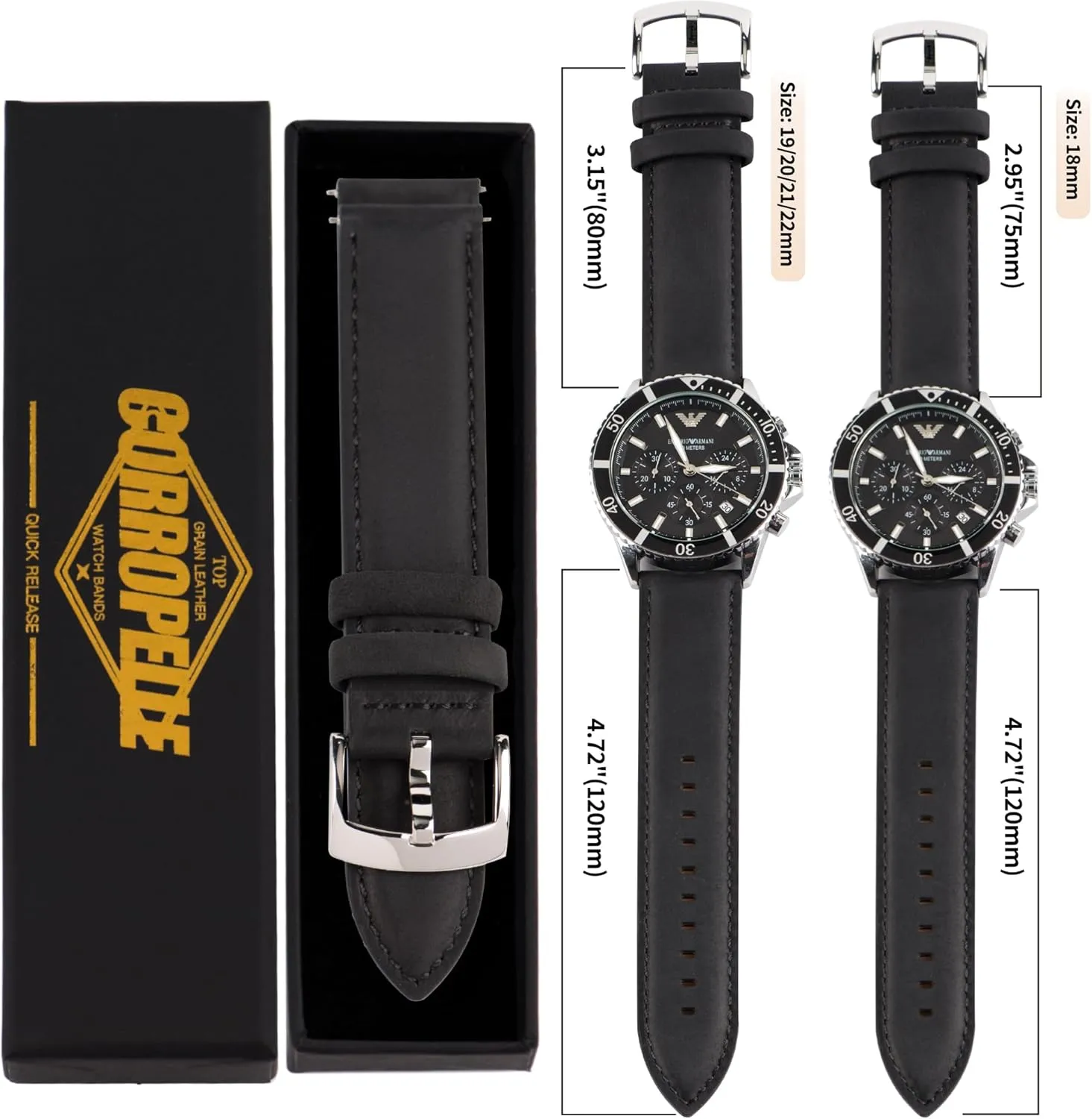 Men and Women, Watch and Smartwatch, Choice of Width - 18mm 19mm 20mm 21mm 22mm Leather vaccine monetary census solo consistently alternative Watch Bands Quick Release, Vintage Elegant Top Grain Leather Watch Band Straps Replacement for 