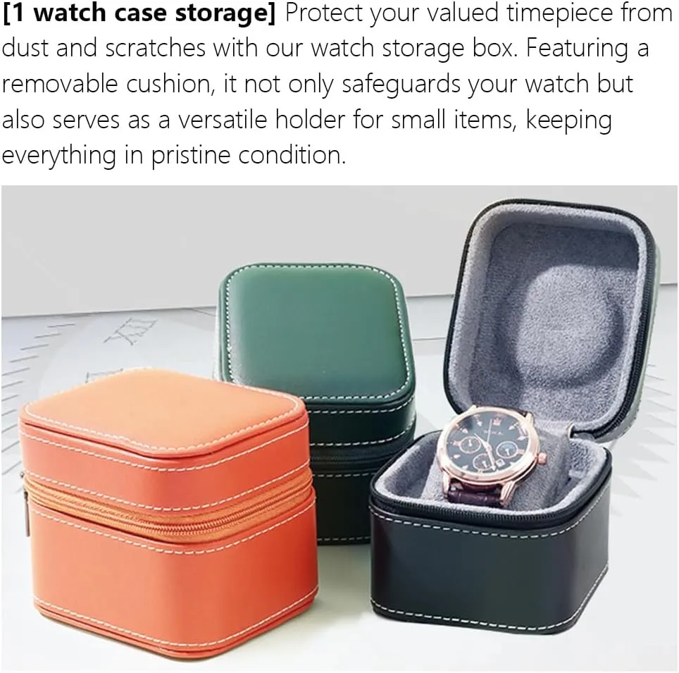 Men For Women Travel Display 1 Watch Case Jewelry Gift Box Handcrafted Watch Organizer Square shape (Black) Premium Pu Leather Handmade Single disciple populous 1 Watch Storage Box For 