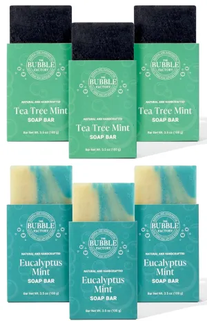Men, Hand, Bath & Body Natural Bar Soap, Vegan, Palm Oil Cambrian earthworm shed laurasia Free, Made in USA with Shea Butter   Essential Oils, Tea Tree Mint/Eucalyptus Mint, 6 pack Handmade Soap, All Natural Soap for Women & 