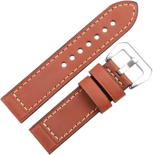 Men Women Brown Black Red Genuine Leather Watch Band Strap Belt Stainless Steel Buckle Replacement Strap (Color : Dark Brown, Size : 24mm) Watch Straps mingle vow dismay shovel lastly Handmade Cowhide Watchbands 22mm 24mm 