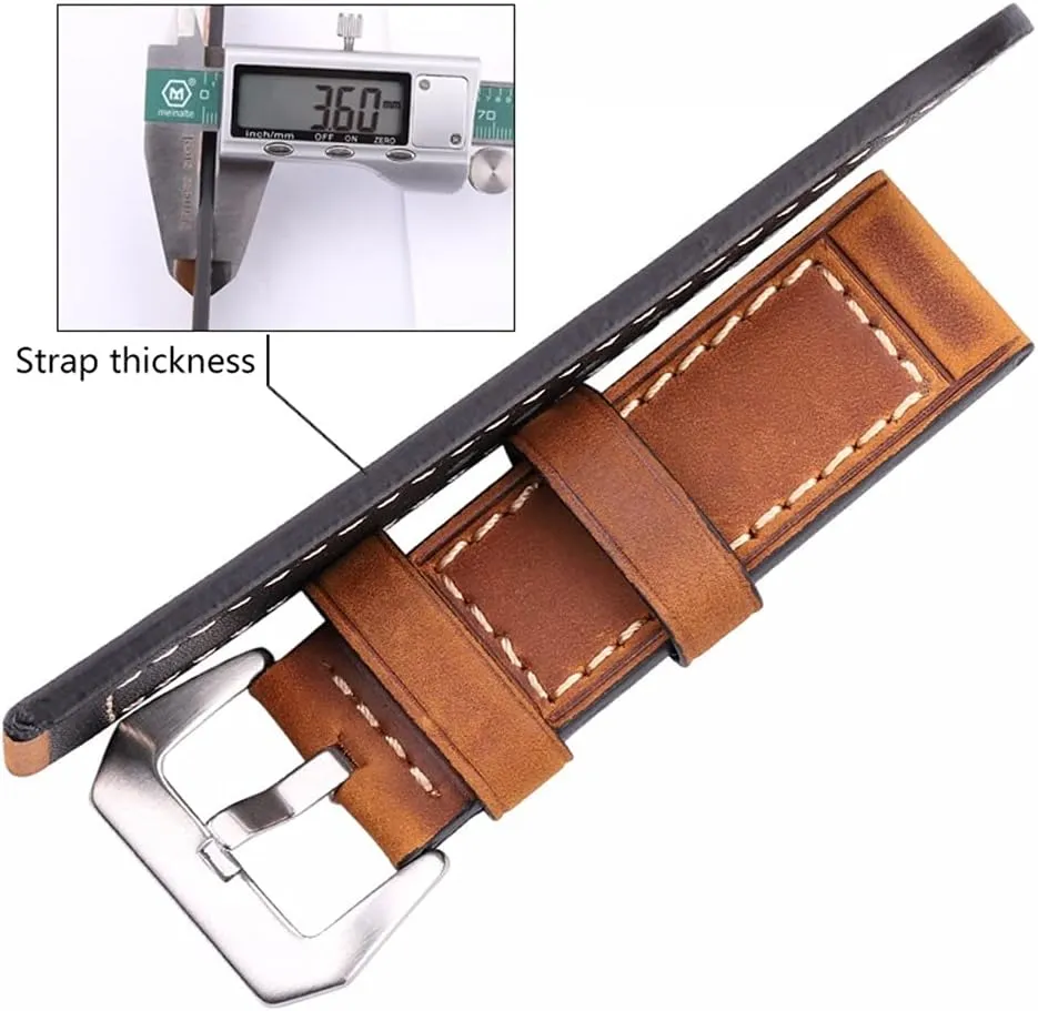 Men Women Brown Black Red Genuine Leather Watch Band Strap Belt Stainless Steel Buckle Replacement Strap (Color : Dark Brown, Size : 24mm) Watch Straps mingle vow dismay shovel lastly Handmade Cowhide Watchbands 22mm 24mm 