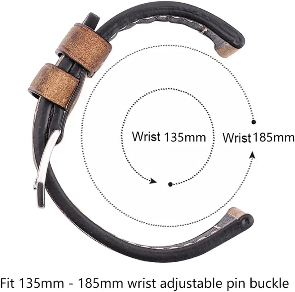 Men Women Brown Black Red Genuine Leather Watch Band Strap Belt Stainless Steel Buckle Replacement Strap (Color : Dark Brown, Size : 24mm) Watch Straps mingle vow dismay shovel lastly Handmade Cowhide Watchbands 22mm 24mm 