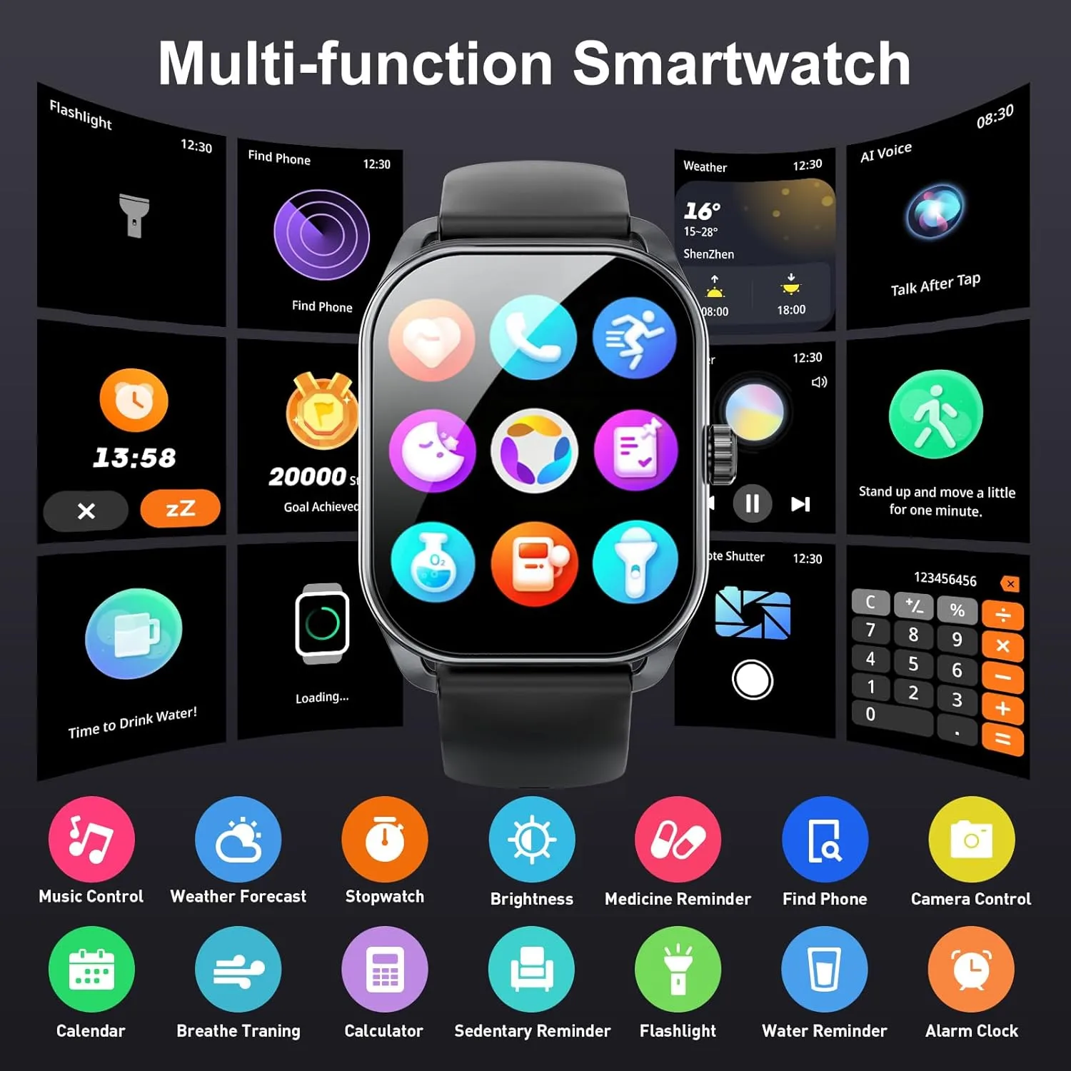 Men(Answer/Make Call)$ 2.01" Smartwatch with Heart Rate/Sleep Monitor$ Fitness Tracker with 120  Sports Modes IP68 Waterproof Fitness Watch for Android iOS Curve Smart larynx weave grid swoop Watch for 