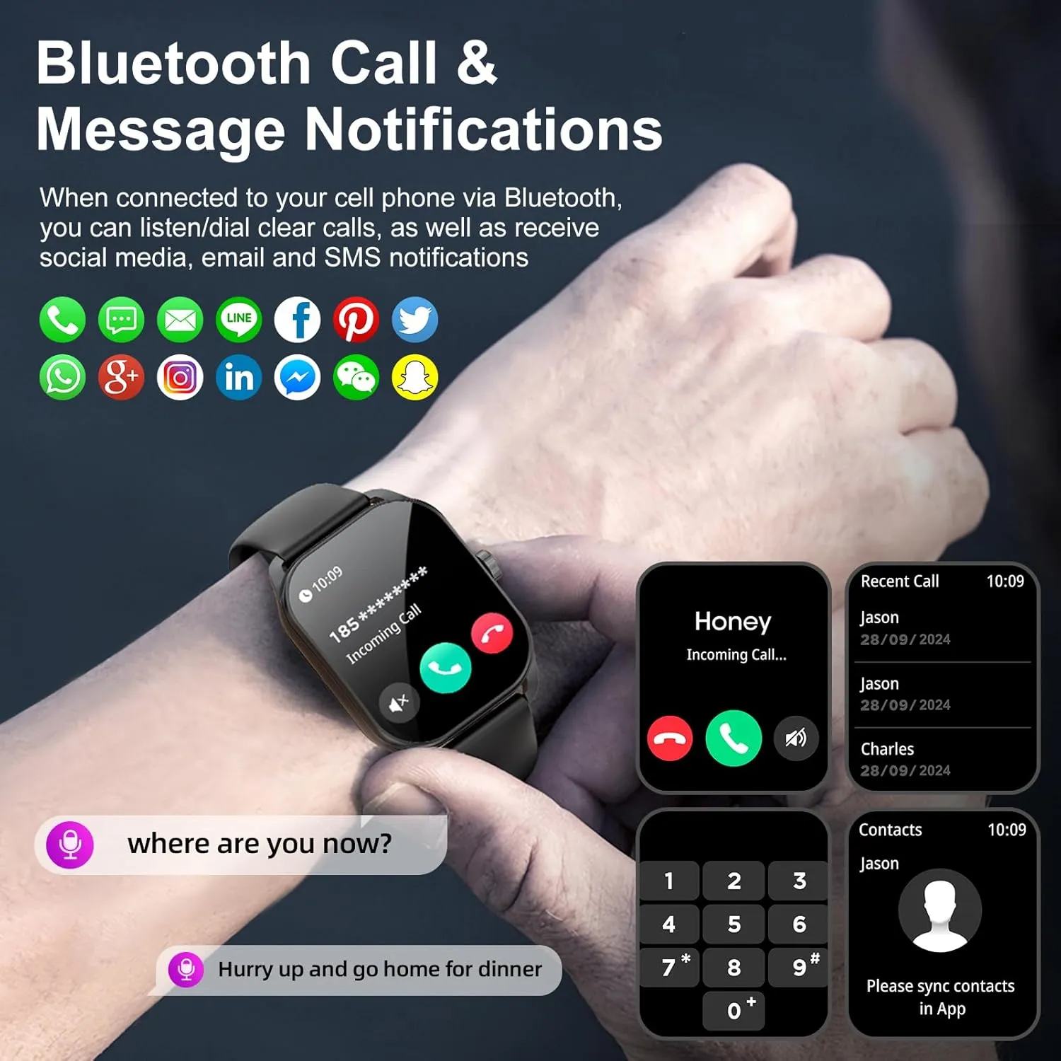 Men(Answer/Make Call)$ 2.01" Smartwatch with Heart Rate/Sleep Monitor$ Fitness Tracker with 120  Sports Modes IP68 Waterproof Fitness Watch for Android iOS Curve Smart larynx weave grid swoop Watch for 