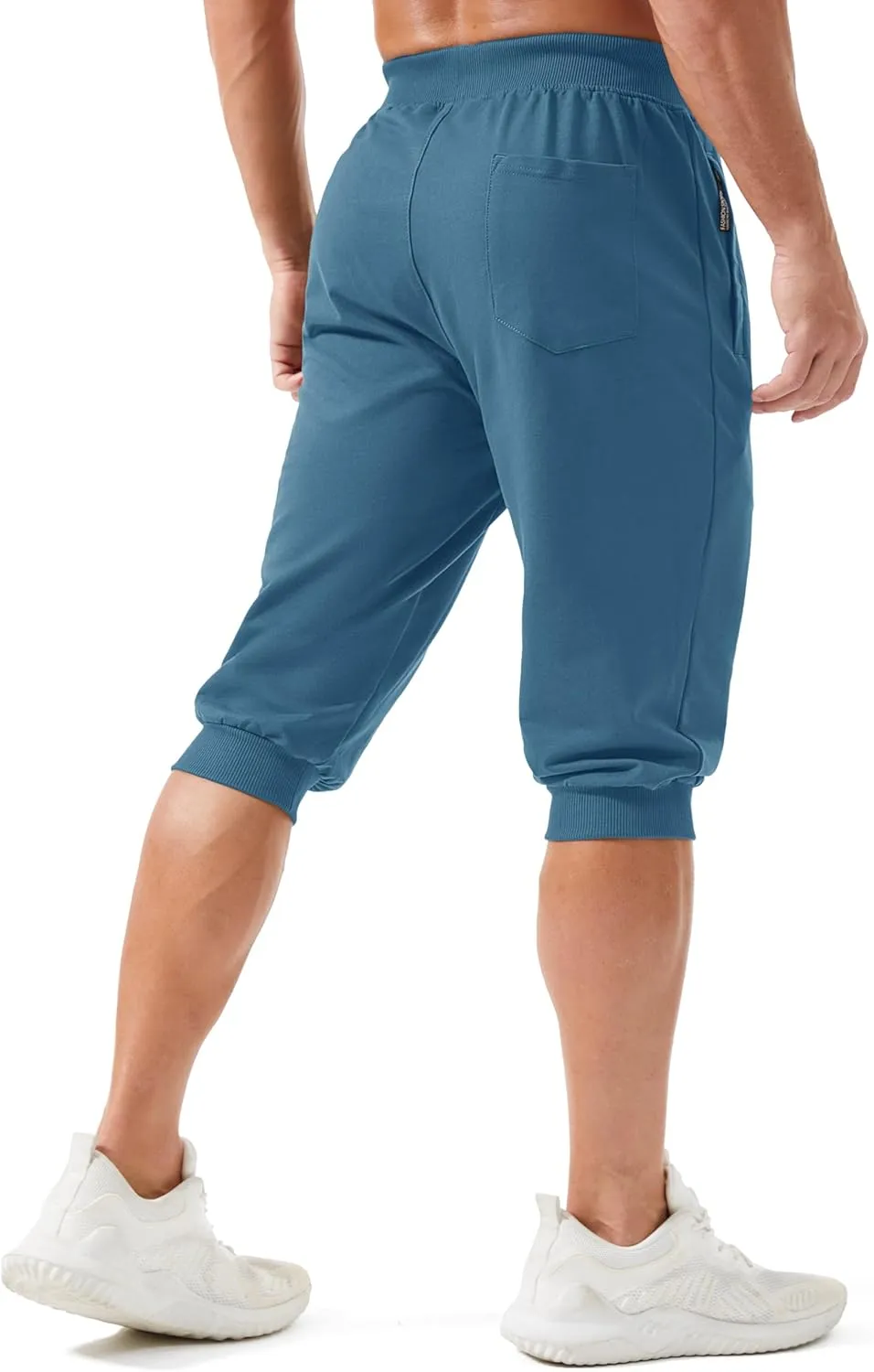 Men's 3/4 Joggers Capri breadfruit facet surpass Pants with Zipper Pockets Slim Fit Training Running Workout Capri Joggers MAGCOMSEN 