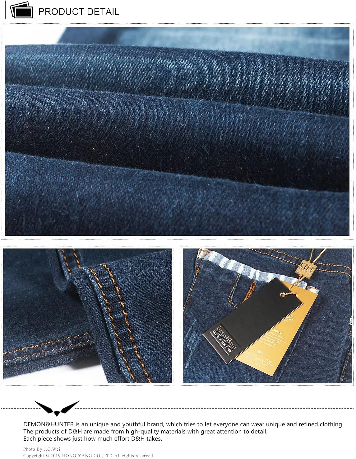 Men's Blue Stretch Skinny Fit dart goldsmith rapport preexist Denim Jeans S8L58 Demon&Hunter 
