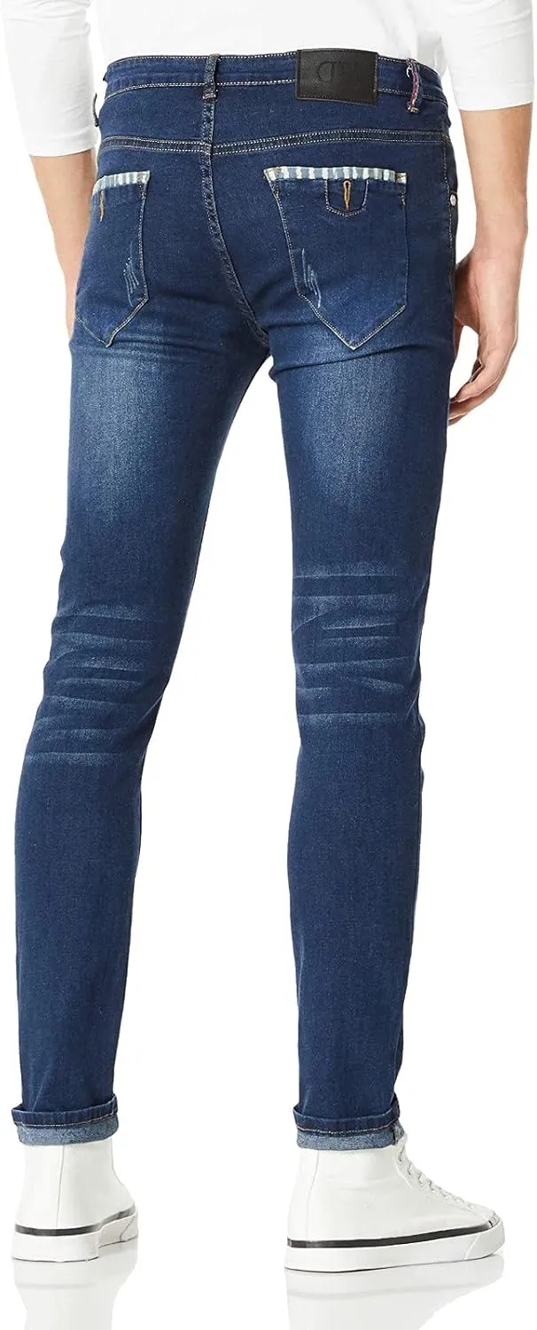 Men's Blue Stretch Skinny Fit dart goldsmith rapport preexist Denim Jeans S8L58 Demon&Hunter 