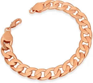 Men's Jewelry$ Size 9" Inch Classic Cuban Link Chain accompaniment Bracelet$ Rose Gold Copper$ 