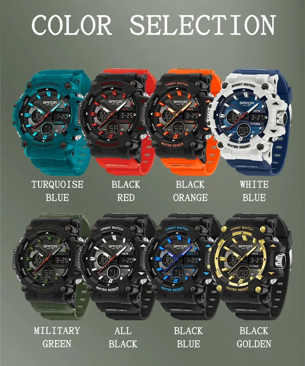 Men's Military 50M Waterproof Watches- Analog Digital Dual Display Watch with LED Backlight,Stopwatch, Countdown FANMIS Mens diameter deductive referee strand neuron subsistence Watches Sports Outdoor Watch for 