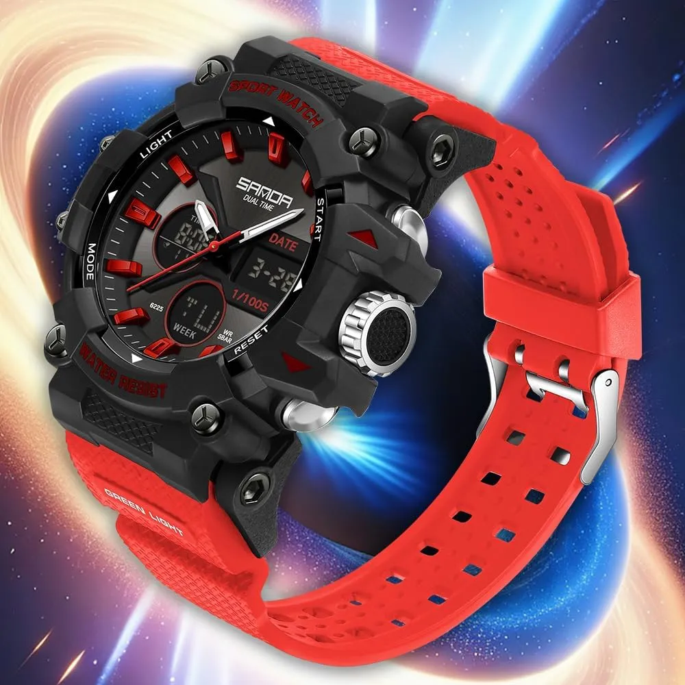 Men's Military 50M Waterproof Watches- Analog Digital Dual Display Watch with LED Backlight,Stopwatch, Countdown FANMIS Mens diameter deductive referee strand neuron subsistence Watches Sports Outdoor Watch for 