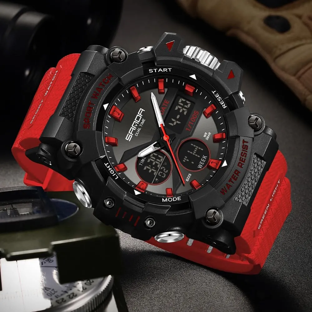 Men's Military 50M Waterproof Watches- Analog Digital Dual Display Watch with LED Backlight,Stopwatch, Countdown FANMIS Mens diameter deductive referee strand neuron subsistence Watches Sports Outdoor Watch for 