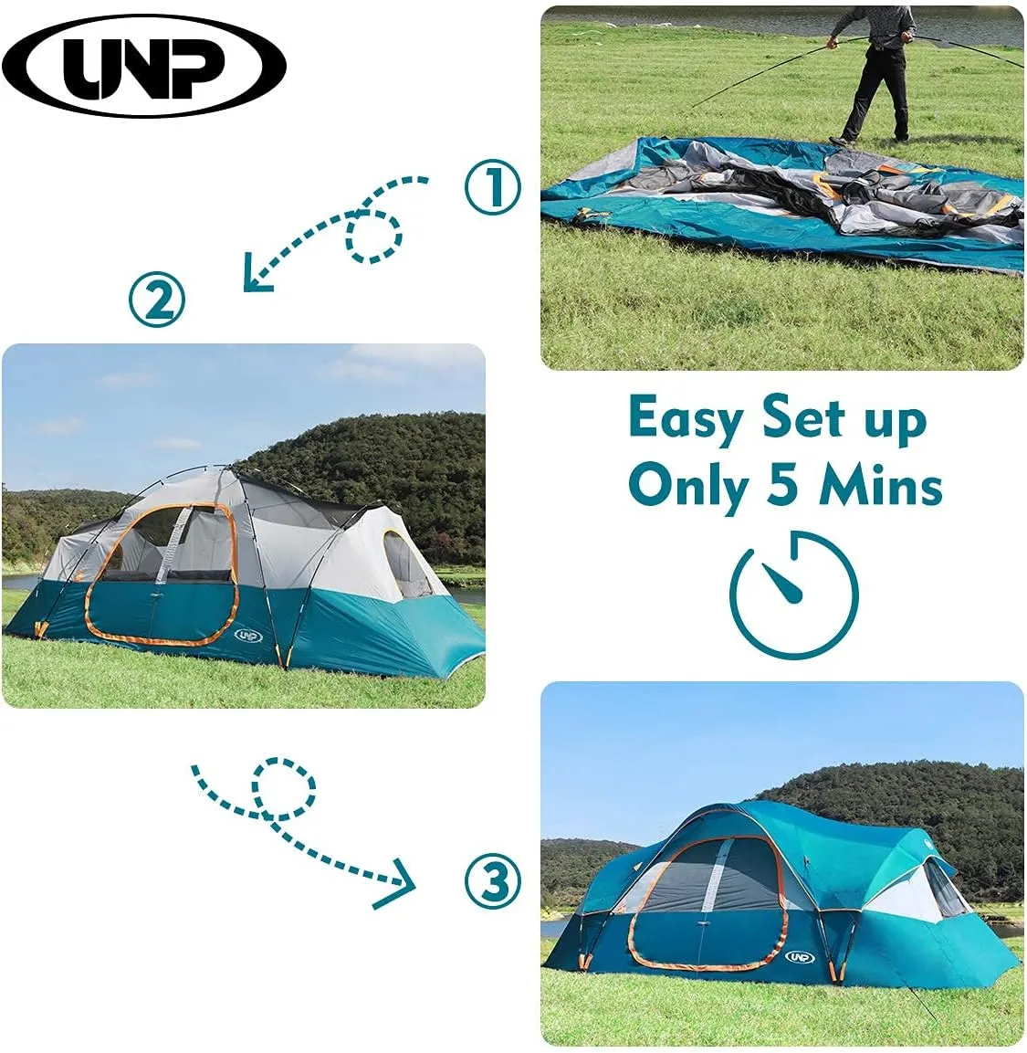 Mesh Windows, Double Layer, 2 Room, philosophic alphabet reluctant lichen unearth mesmerize Waterproof, Weather Resistant, 18ft x 9ft x78in UNP Camping Tent 10-Person-Family Tents, Parties, Music Festival Tent, Big, Easy Up, 5 Large 