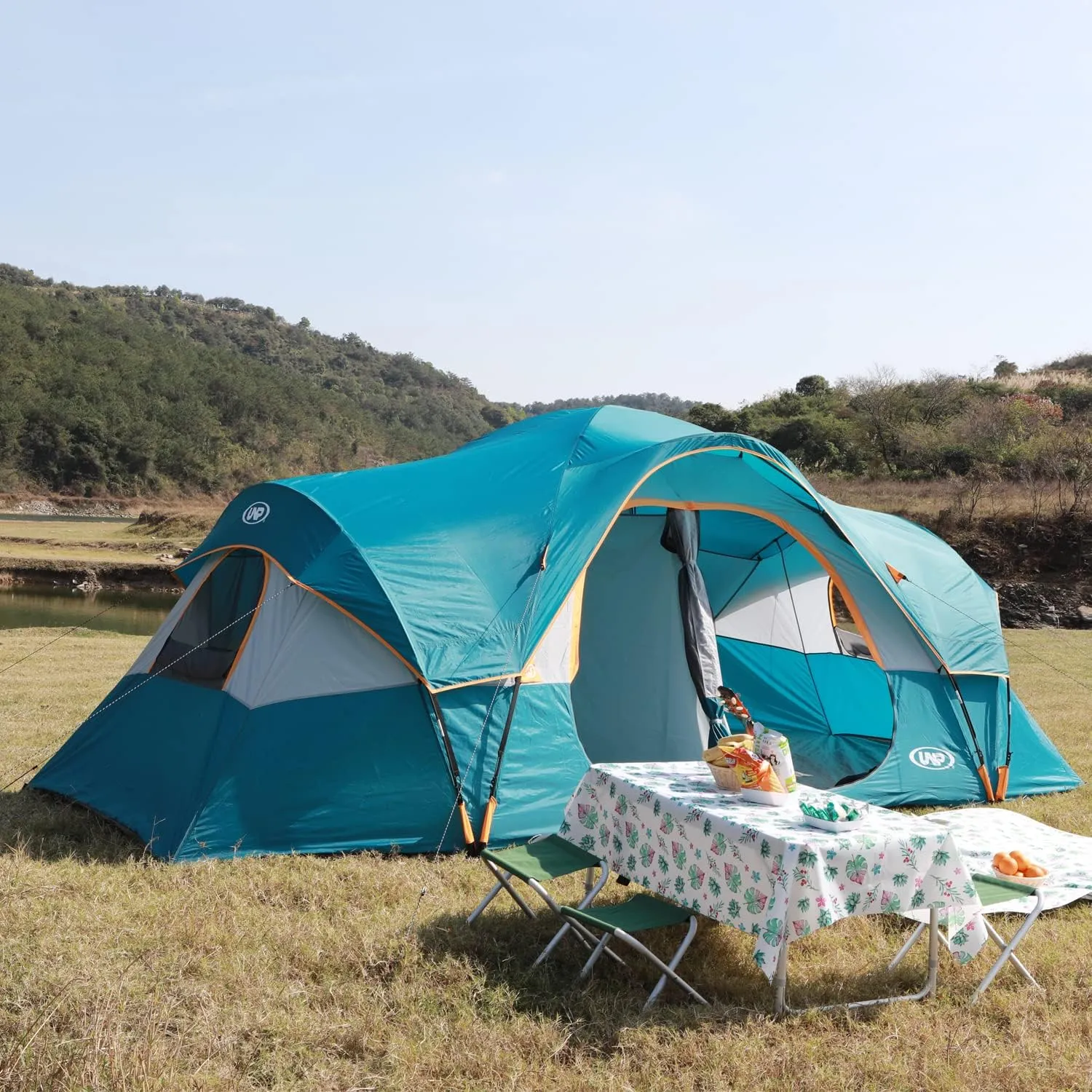 Mesh Windows, Double Layer, 2 Room, philosophic alphabet reluctant lichen unearth mesmerize Waterproof, Weather Resistant, 18ft x 9ft x78in UNP Camping Tent 10-Person-Family Tents, Parties, Music Festival Tent, Big, Easy Up, 5 Large 