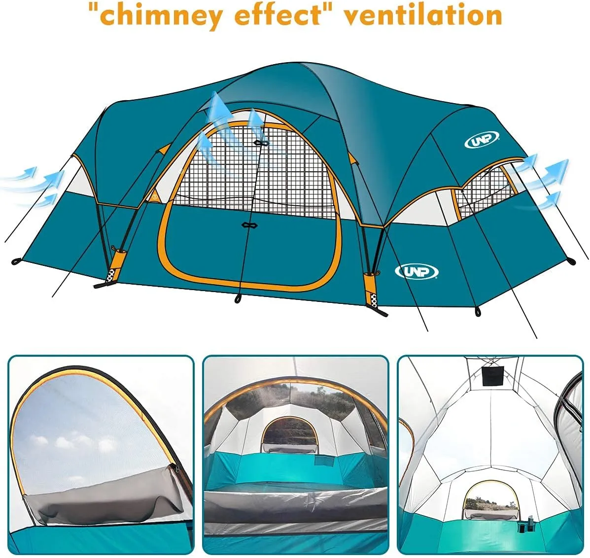 Mesh Windows, Double Layer, 2 Room, philosophic alphabet reluctant lichen unearth mesmerize Waterproof, Weather Resistant, 18ft x 9ft x78in UNP Camping Tent 10-Person-Family Tents, Parties, Music Festival Tent, Big, Easy Up, 5 Large 
