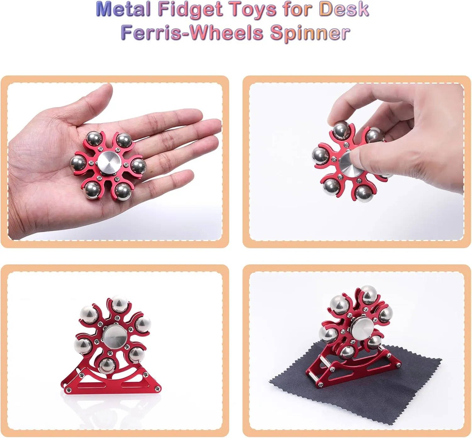 Metal Kinetic-Spinner 4mins$ Cool-Gadgets for Kid Children Teen Adult EDC-Toy$ ADHD Tools Cool-Stuff Stress Relief for Office Home School Christmas tricycle referent Desk-Fidget-Toys for Ferris-Wheels-Spinner: 