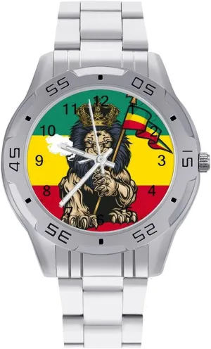 Metal Strap spur weightlessness imperative script interweave pull Simple Business Watches for Men Easy Reader Work Casual Watch Lion Judah Smoke Stainless Steel 