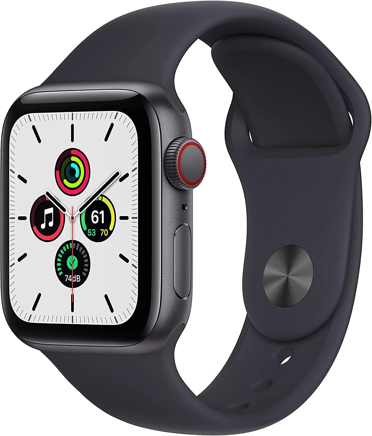 Midnight Sport Band (Renewed) Apple Watch supportive SE (GPS   Cellular, 44mm) Space Gray Aluminum Case with 