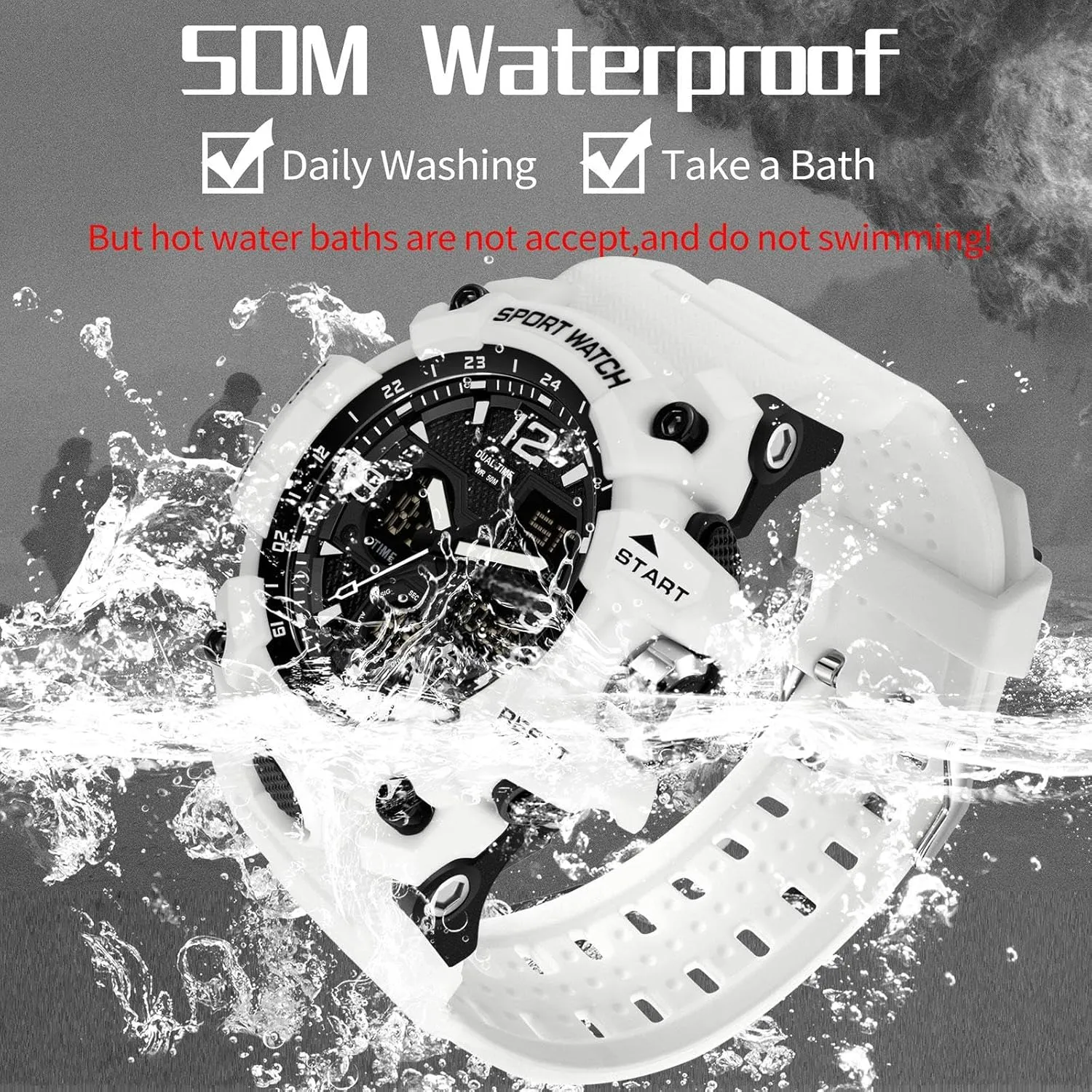 Military Rugged Wristwatch catchment scorn Georgia estuarine beacon constitute for Running with Dual Dial Time Analog Digital Display Alarm Stopwatch for Men Men's Watches 