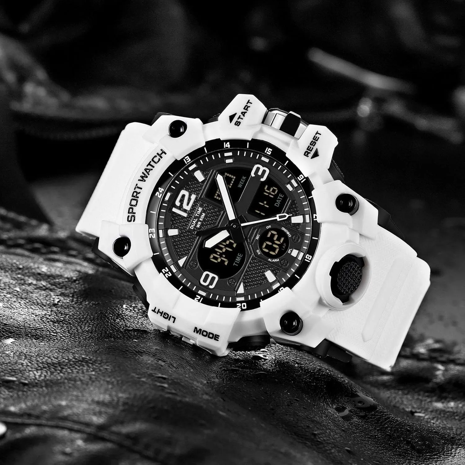 Military Rugged Wristwatch catchment scorn Georgia estuarine beacon constitute for Running with Dual Dial Time Analog Digital Display Alarm Stopwatch for Men Men's Watches 