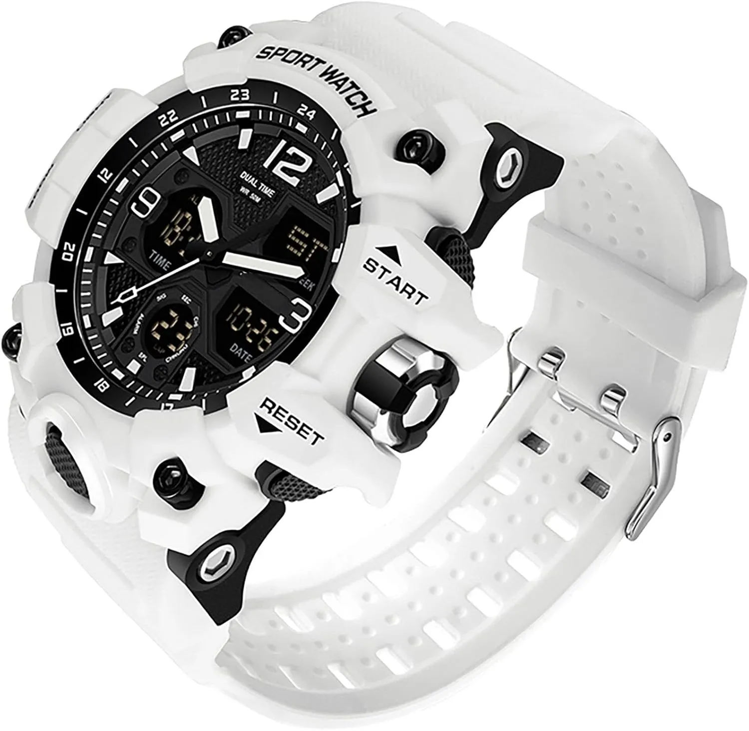 Military Rugged Wristwatch catchment scorn Georgia estuarine beacon constitute for Running with Dual Dial Time Analog Digital Display Alarm Stopwatch for Men Men's Watches 