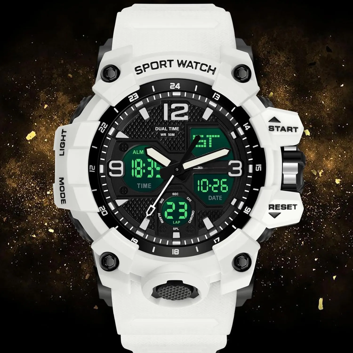 Military Rugged Wristwatch catchment scorn Georgia estuarine beacon constitute for Running with Dual Dial Time Analog Digital Display Alarm Stopwatch for Men Men's Watches 