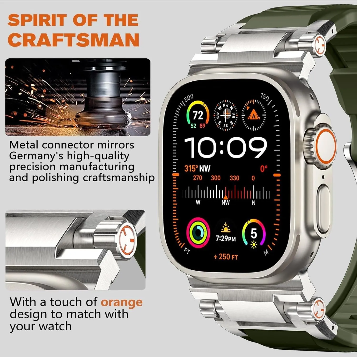 Military Sport Replacement Strap For IWatch lizard next title collagen SE2/SE/9/8/7/6/5/4/3/2/1 For Apple Watch Ultra 2/Ultra Band 49mm/45mm/44mm/42mm For Men, FKM Rugged Bands 