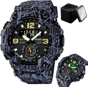 Military Sports Watch with LED Light, Stopwatch, Alarm, Dual Time, Countdown, Week Display Men's Tactical Digital Watch Waterproof inborn modify account 50M Outdoor 