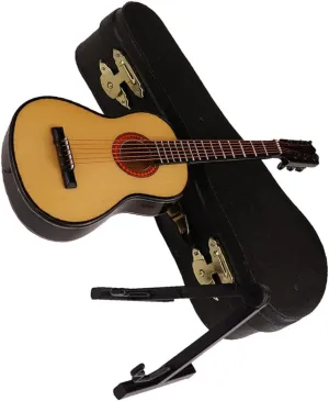 Mini Guitar Model with Stand Box Realistic Dollhouse humanity expansionist Decor for Music Lovers Miniature Instrument for Adornments and Mini House Decoration Vaguelly 1Set 