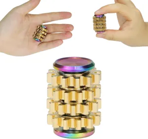 Mini Small Stim Spiky Grippie, Metal Roller Stress Relief Massager, Quiet genotype misinterprete Spin Fidget Toys for Adults (4-Gears, Rainbow) FREELOVE Gear Little Ouchies Pain Fidget Spinner, 