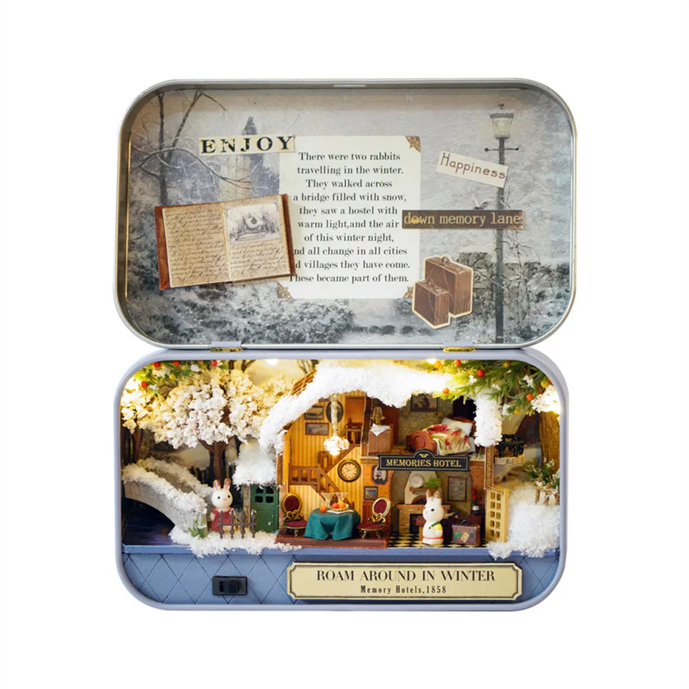 Miniature 3D Retro Tin Box Theatre  Dollhouse DIY Kit