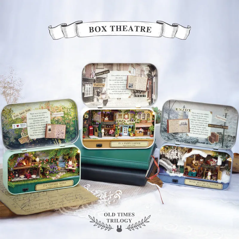 Miniature 3D Retro Tin Box Theatre  Dollhouse DIY Kit