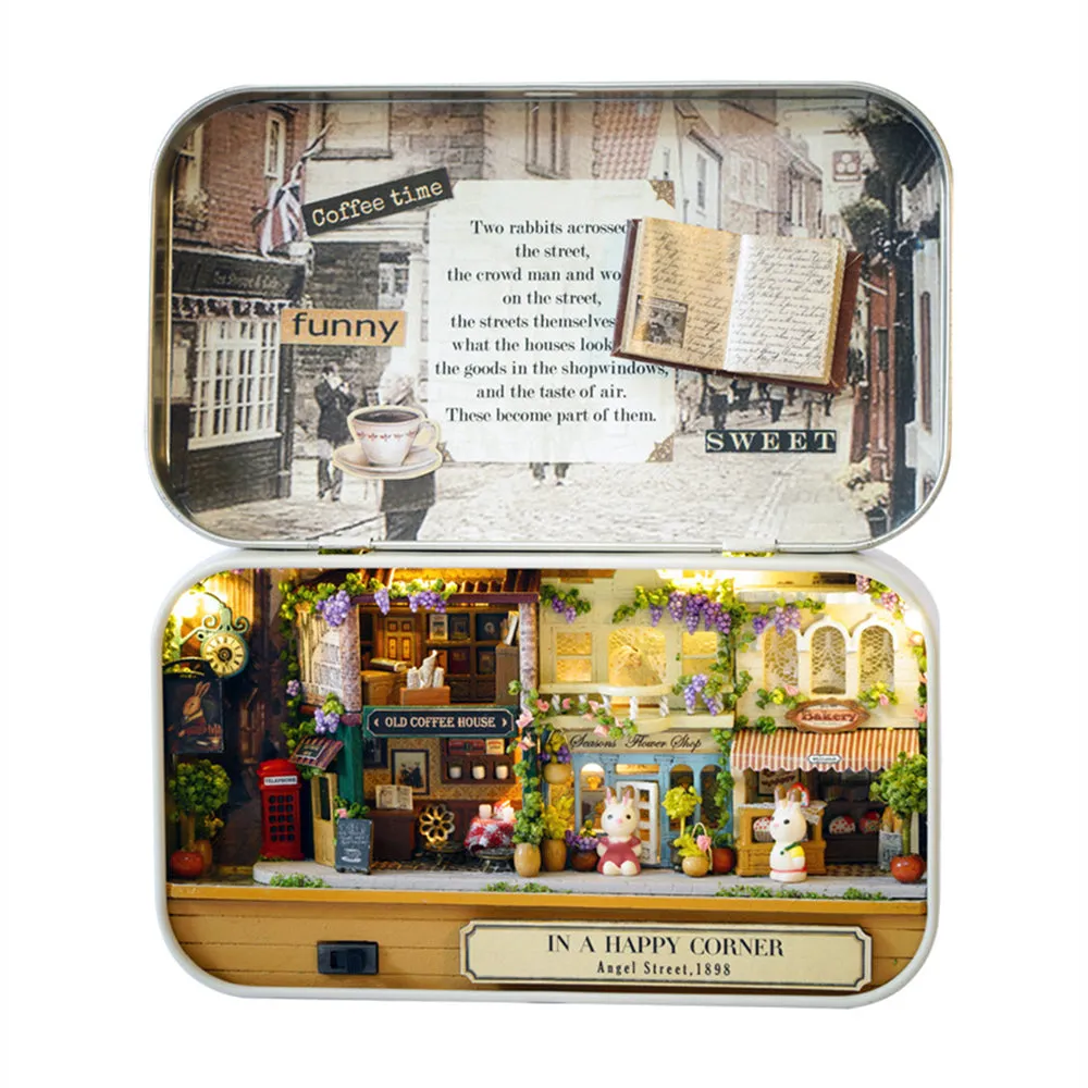 Miniature 3D Retro Tin Box Theatre  Dollhouse DIY Kit