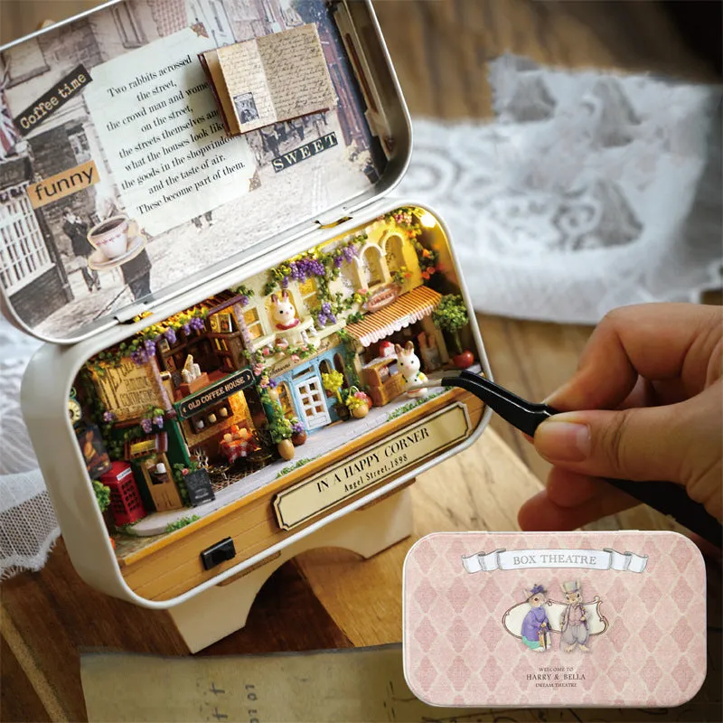 Miniature 3D Retro Tin Box Theatre  Dollhouse DIY Kit
