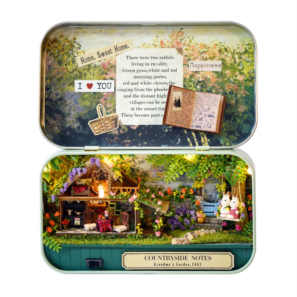 Miniature 3D Retro Tin Box Theatre  Dollhouse DIY Kit