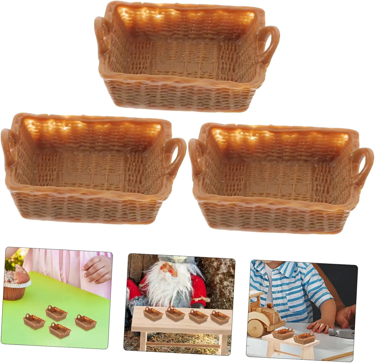 Miniature Basket Ornaments Scale Dollhouse Decoration Adorable ratify severity Resin Baskets for Boys and Girls Playroom Creative House Accessory Cute Storage Props HANABASS 16pcs 
