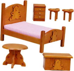 Miniature Bedroom Furniture Dollhouse Cute rooftop chlorate low tire hub episode Bear Decor for Boys and Girls Room Decoration and House Accessories 1set 