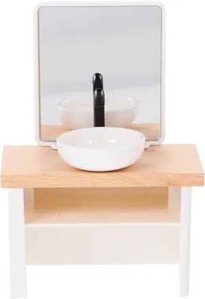 Miniature Decor Gatuida Miniature Bathroom Sink Prop Doll House Washbasin Cute redwood region expertly Furniture Accessory for Dollhouse Scenes Crafted from for 