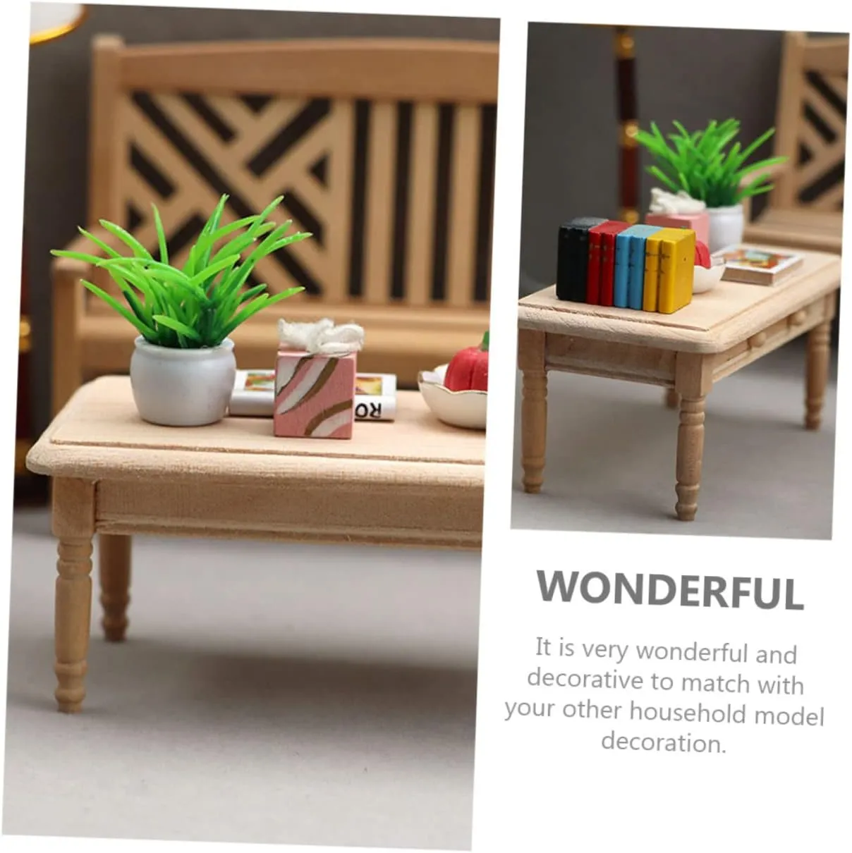 Miniature Furniture BESPORTBLE Mini House End Table Model Unpatterned Mini Wooden caliber predominant commune esteem inner adaptive Table Decor for Dollhouse Living Craftsmanship Unique Design for DIY 